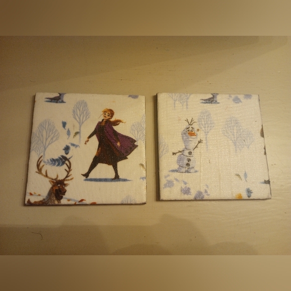 Frozen themed bundle of two handmade coasters - Picture 1 of 4